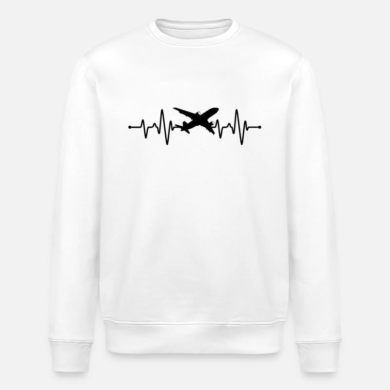 Flugzeug Herzschlag - Stanley/Stella Unisex Bio-Sweatshirt ROLLER - Weiß