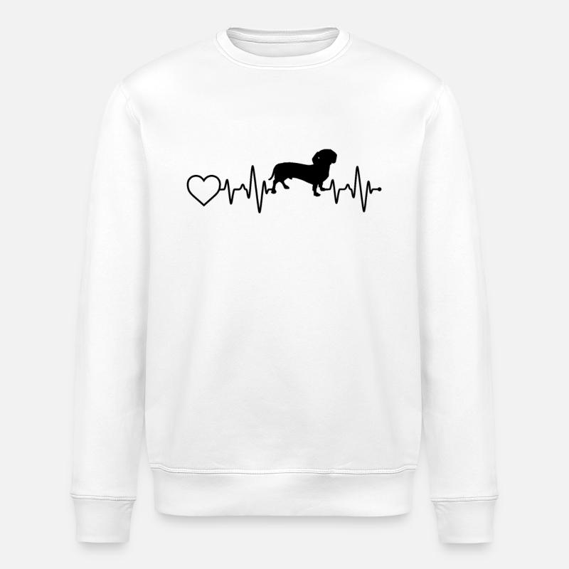 Dackel Hund Herzschlag - Stanley/Stella Unisex Bio-Sweatshirt ROLLER - Weiß