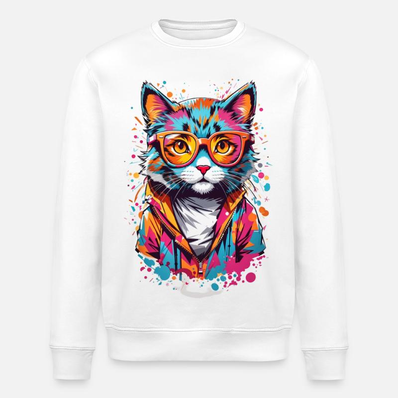 Süße Katze - Stanley/Stella Unisex Bio-Sweatshirt ROLLER - Weiß