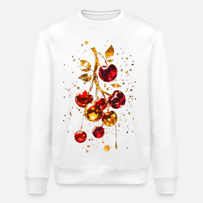 Kirschen mit Gold - Stanley/Stella Unisex Bio-Sweatshirt ROLLER - Weiß