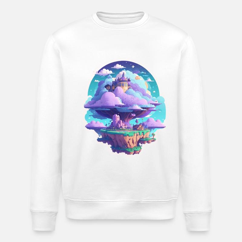 Sky-High Whimsy: Floating Islands - Stanley/Stella ROLLER Unisex Organic Sweatshirt - white