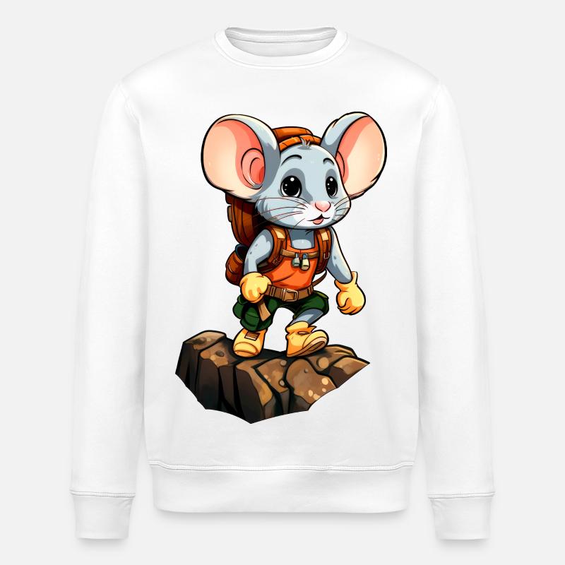Mäuse Bergsteiger / Wandern Maus - Stanley/Stella Unisex Bio-Sweatshirt ROLLER - Weiß