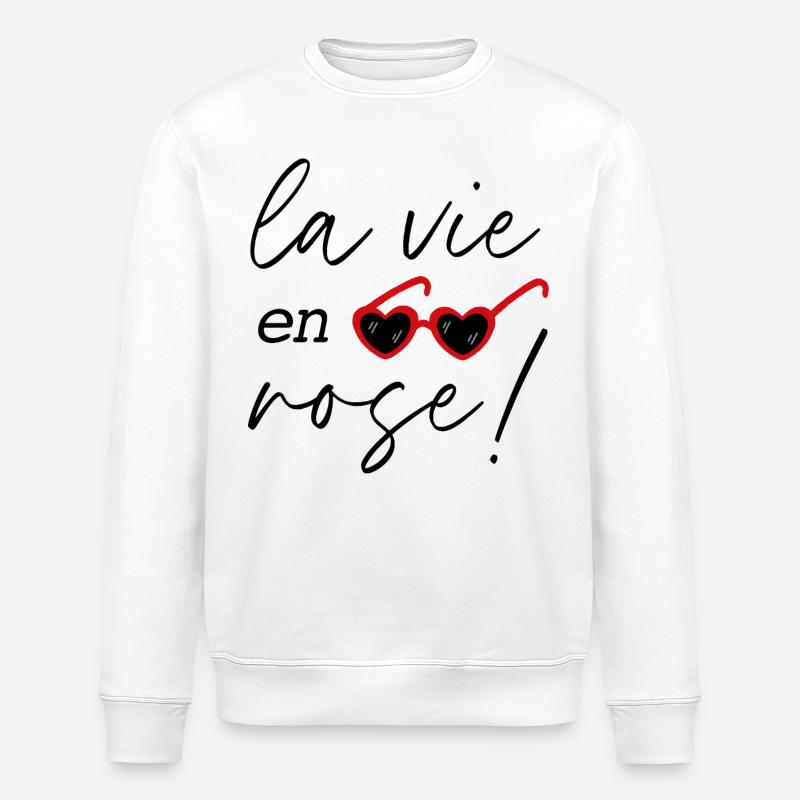 "La vie en rose" - Stanley/Stella Unisex Bio-Sweatshirt ROLLER - Weiß