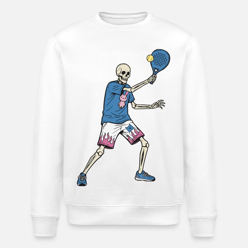 Skull Padel - Skeleton Playing Padel - Stanley/Stella ROLLER Unisex Organic Sweatshirt - white