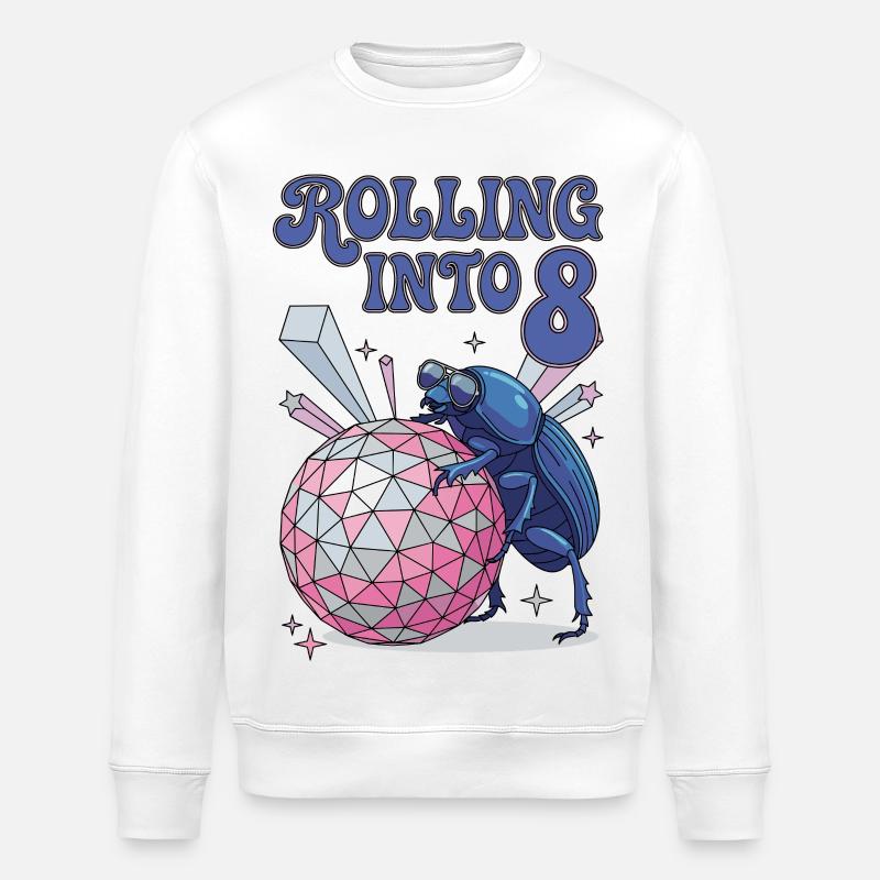 Rolling Into 8 Disco-Mistkäfer - Stanley/Stella Unisex Bio-Sweatshirt ROLLER - Weiß