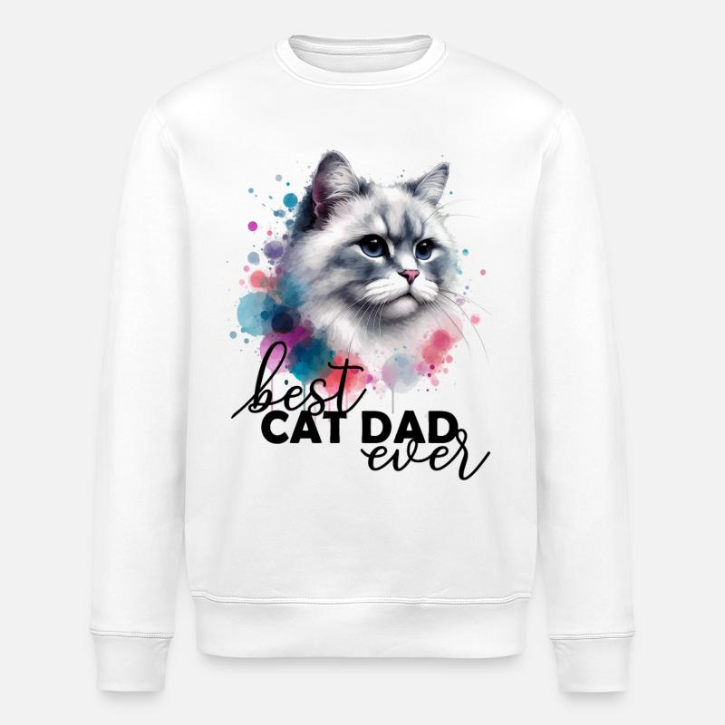 Bester Katzenpapa Katze - Stanley/Stella Unisex Bio-Sweatshirt ROLLER - Weiß