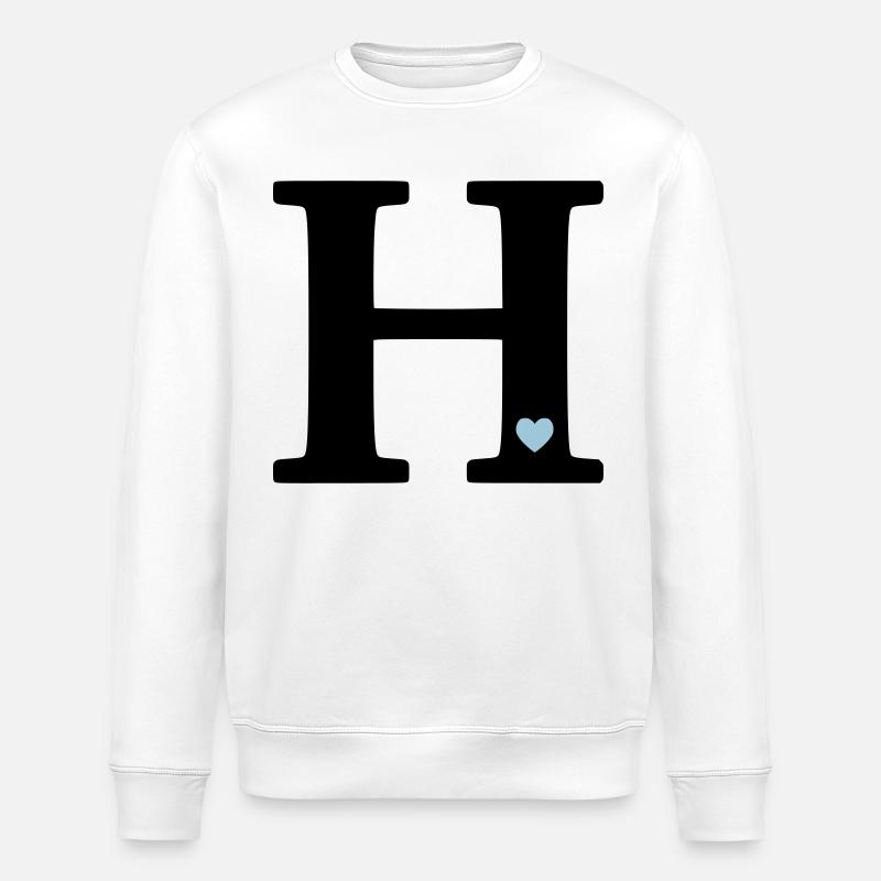 Letter H Initial letter - Stanley/Stella ROLLER Unisex Organic Sweatshirt - white