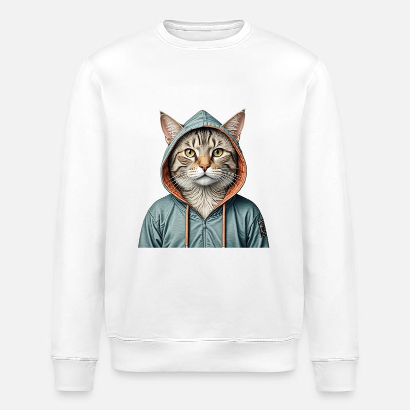 Katze trägt eine Jacke - Stanley/Stella Unisex Bio-Sweatshirt ROLLER - Weiß