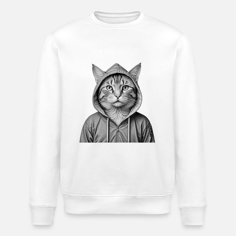 Coole Katze mit Kapuzenpullover - Stanley/Stella Unisex Bio-Sweatshirt ROLLER - Weiß