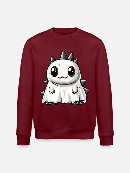 Dinosaur Stegosaurus Halloween Ghost - Stanley/Stella ROLLER Unisex Organic Sweatshirt - white