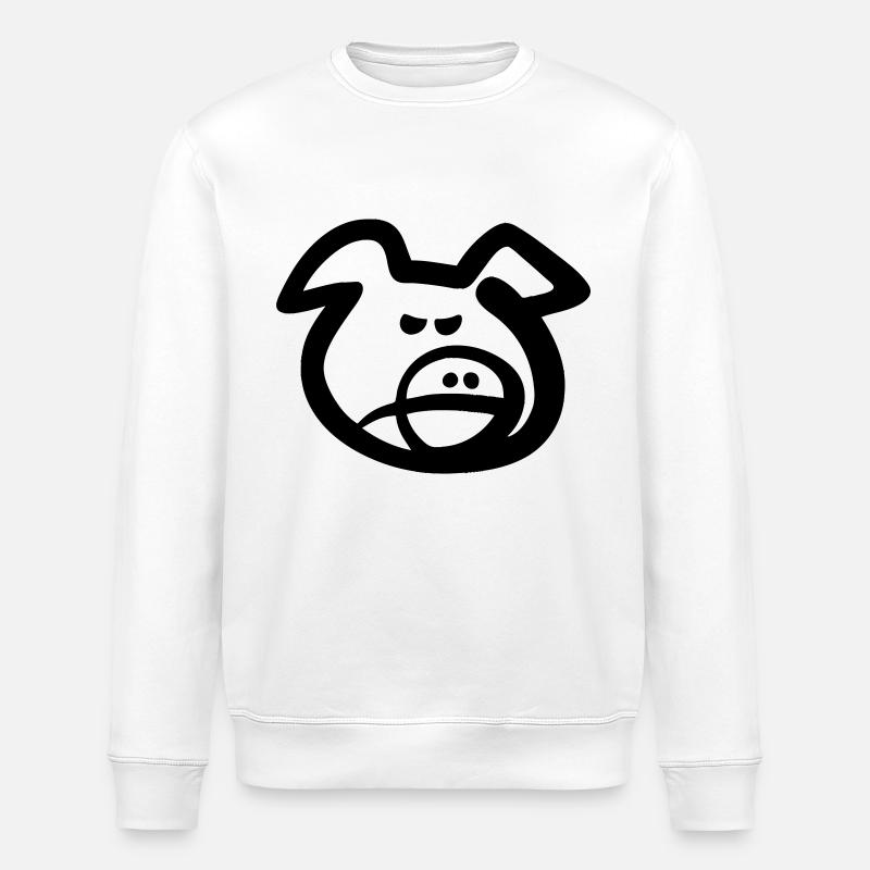 Pig head (vector) - Stanley/Stella ROLLER Unisex Organic Sweatshirt - white