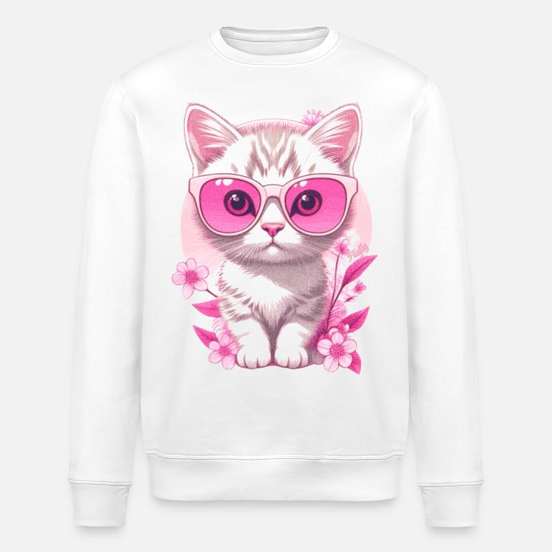 Kitten on holiday 🐾 - Stanley/Stella ROLLER Unisex Organic Sweatshirt - white