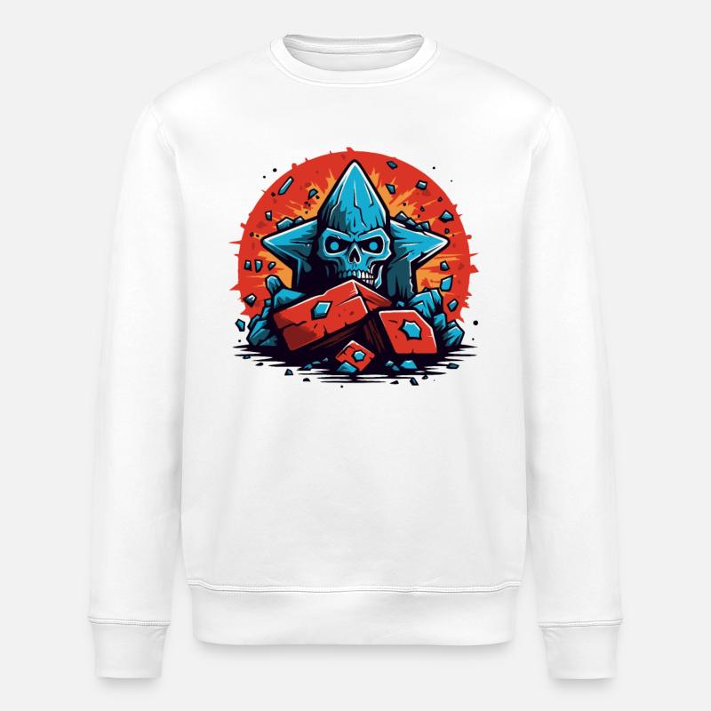 Zombie skull on the rocks - Stanley/Stella ROLLER Unisex Organic Sweatshirt - white