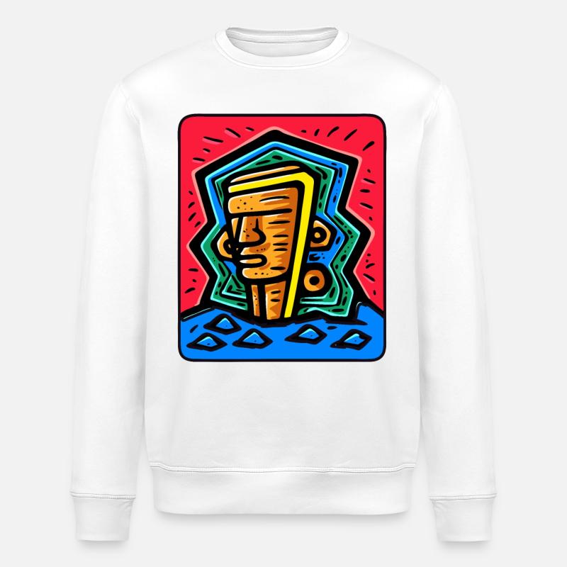 Abstrakte buntes Tiki - Stanley/Stella Unisex Bio-Sweatshirt ROLLER - Weiß