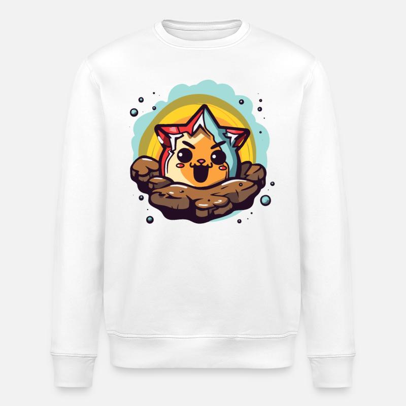 Niedliche Katze und Stern - Stanley/Stella Unisex Bio-Sweatshirt ROLLER - Weiß