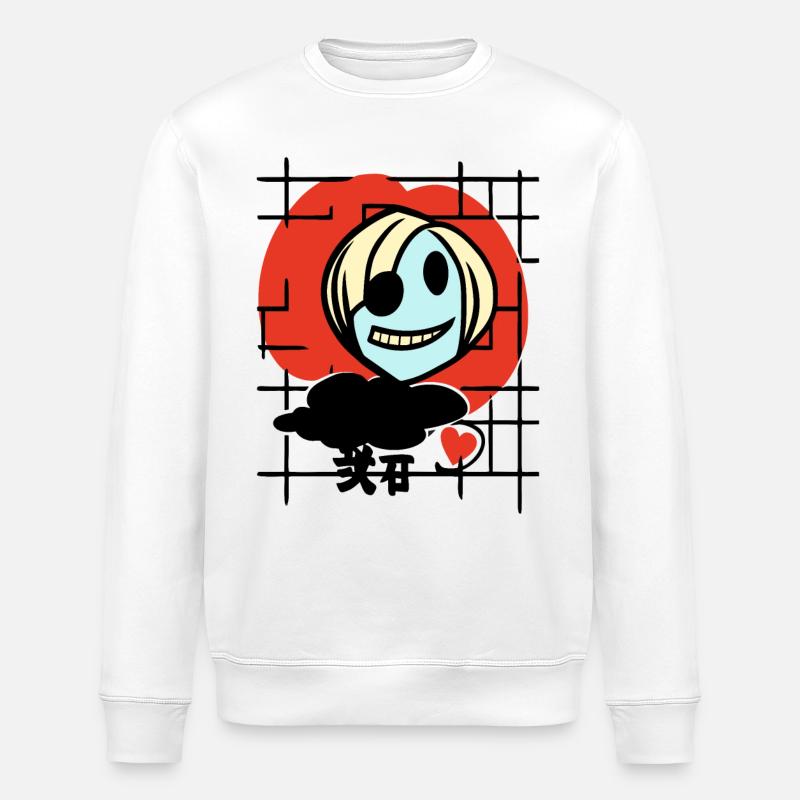 Verrücktes Anime-Mädchen mit Herz - Stanley/Stella Unisex Bio-Sweatshirt ROLLER - Weiß