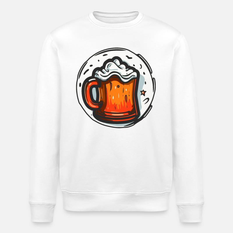 A beer mug with beer - Stanley/Stella ROLLER Unisex Organic Sweatshirt - white