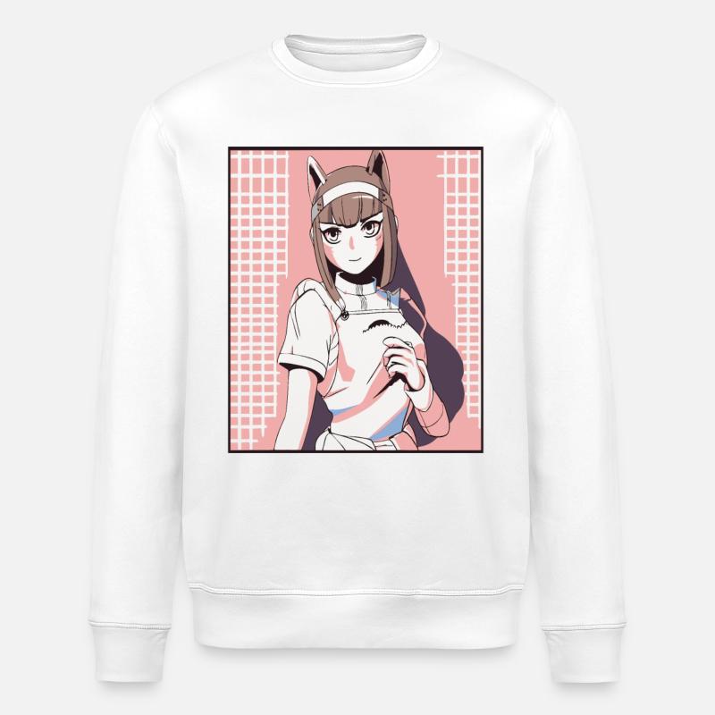 Weebs lieben Anime Mädchen - Stanley/Stella Unisex Bio-Sweatshirt ROLLER - Weiß