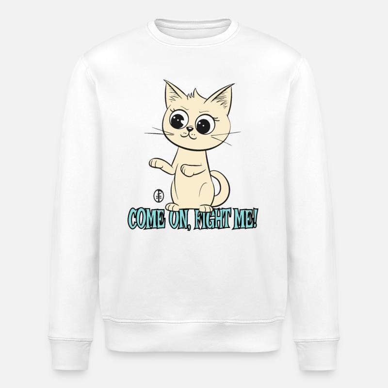 Viens, combats-moi, doux chat - Sweat bio ROLLER Stanley/Stella Unisexe - blanc