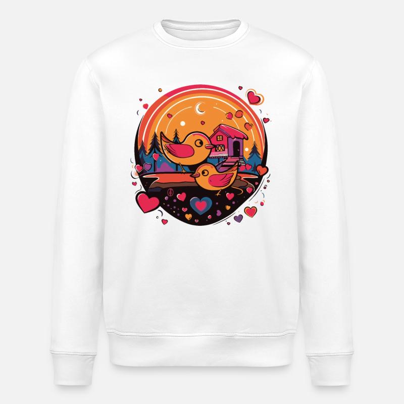 Oiseaux avec des cœurs - Sweat bio ROLLER Stanley/Stella Unisexe - blanc