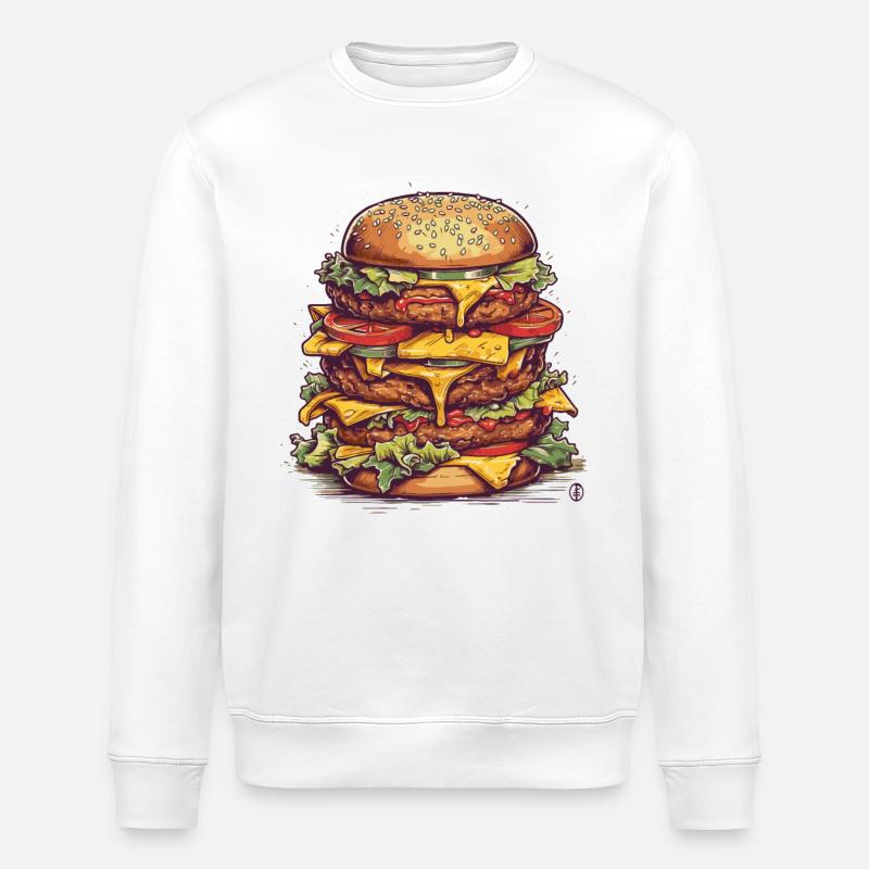 A Giant Mega Cheeseburger - Stanley/Stella ROLLER Unisex Organic Sweatshirt - white