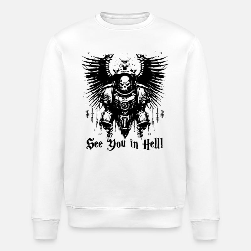 Rendez-vous en enfer, crâne d’emblème - Sweat bio ROLLER Stanley/Stella Unisexe - blanc