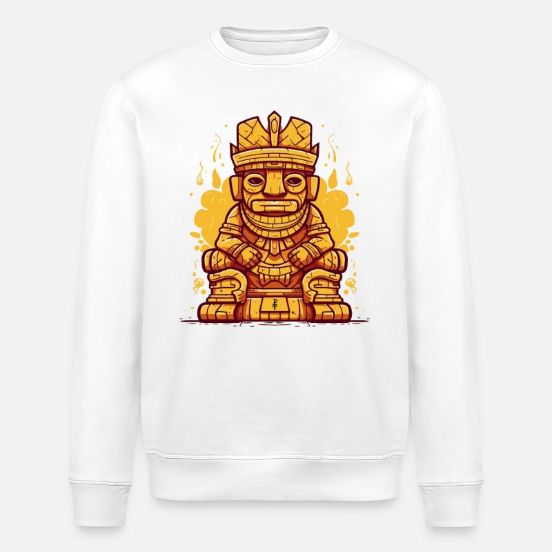 Inka-Maya-König auf Thron-Statue - Stanley/Stella Unisex Bio-Sweatshirt ROLLER - Weiß