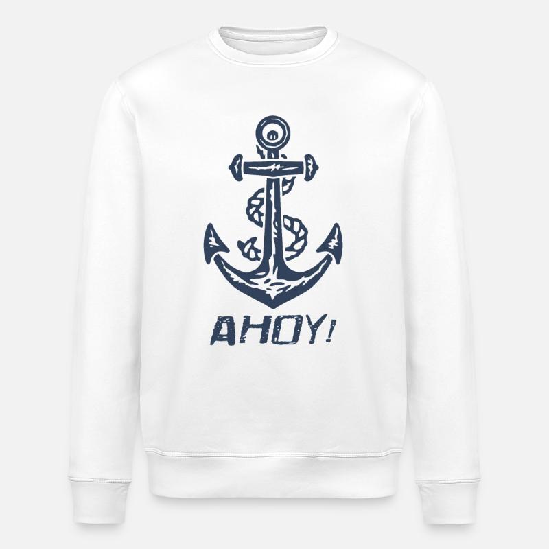 Ancre Ahoy - Sweat bio ROLLER Stanley/Stella Unisexe - blanc