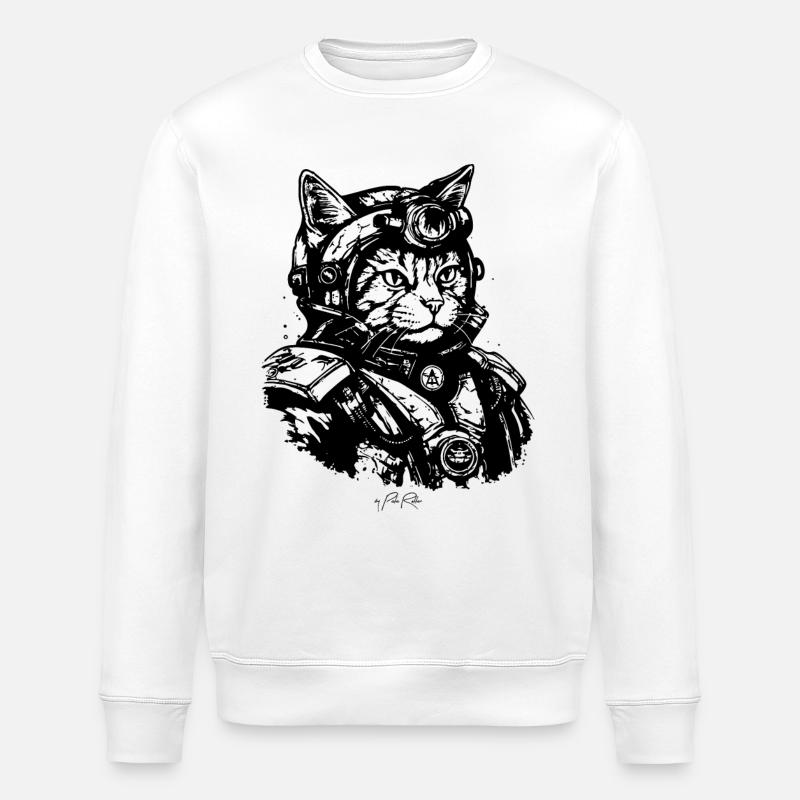A Space Marine Cat - Stanley/Stella ROLLER Unisex Organic Sweatshirt - white