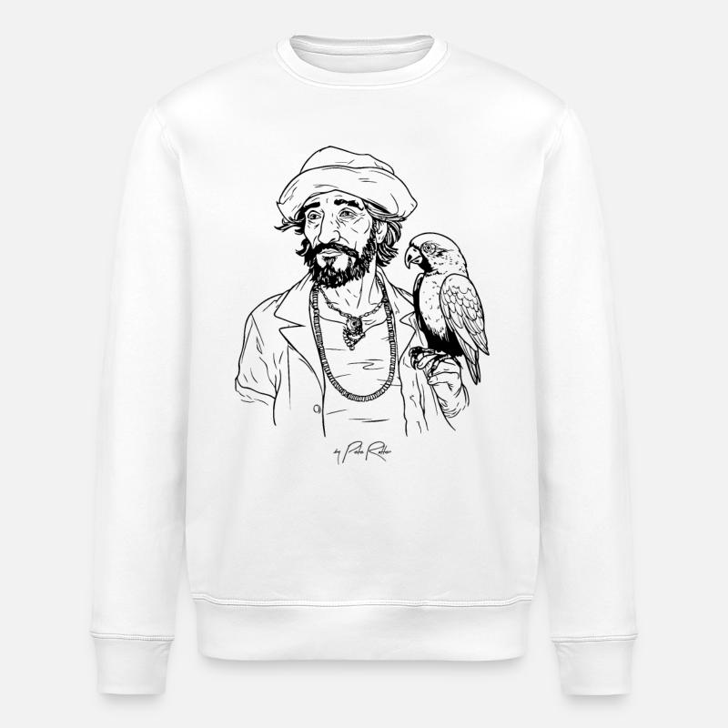 Pirate attrayant avec perroquet - Sweat bio ROLLER Stanley/Stella Unisexe - blanc
