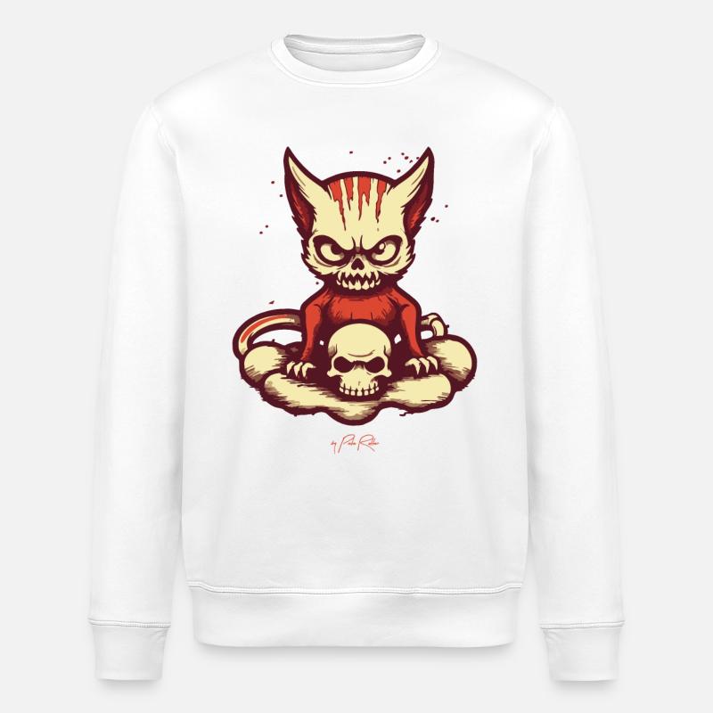 Chat effrayant - Sweat bio ROLLER Stanley/Stella Unisexe - blanc