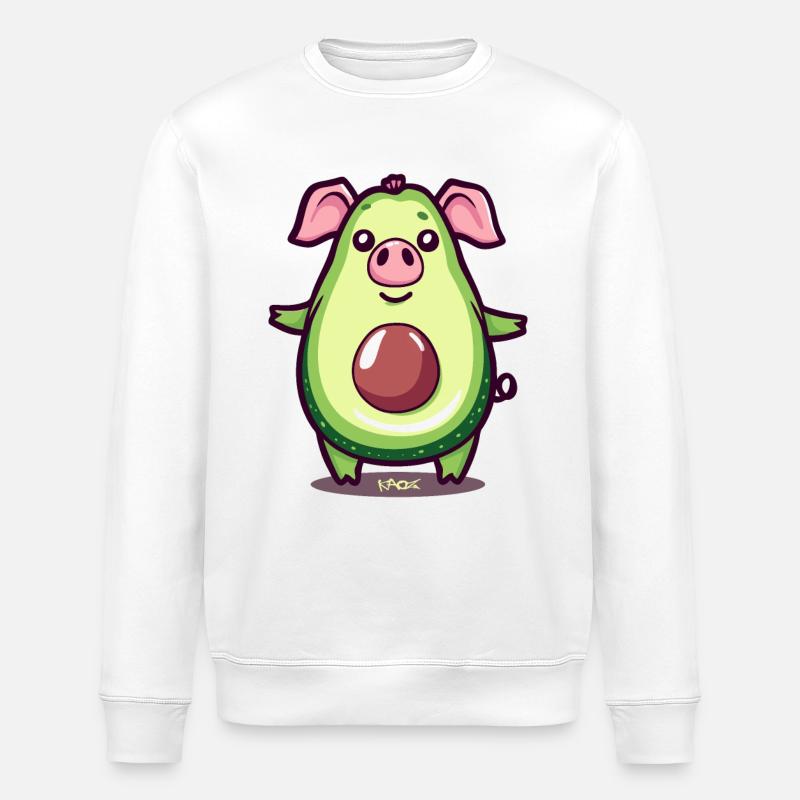 Pigocado, le cochon avocat - Sweat bio ROLLER Stanley/Stella Unisexe - blanc