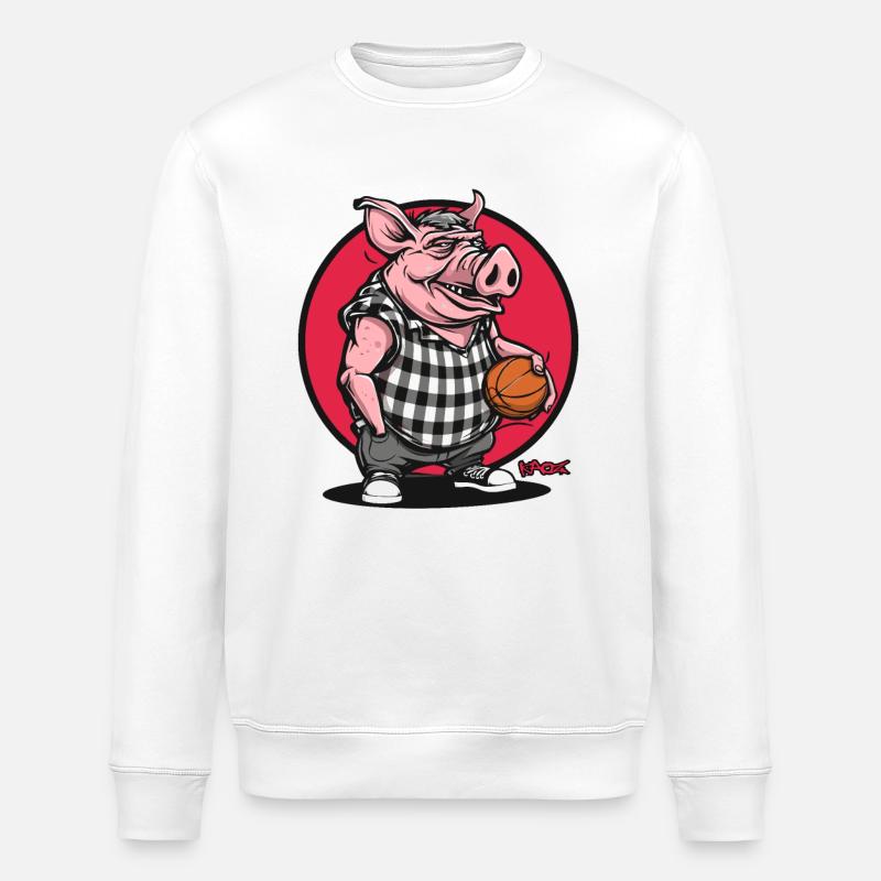 Cochon de basket-ball de rue - Sweat bio ROLLER Stanley/Stella Unisexe - blanc