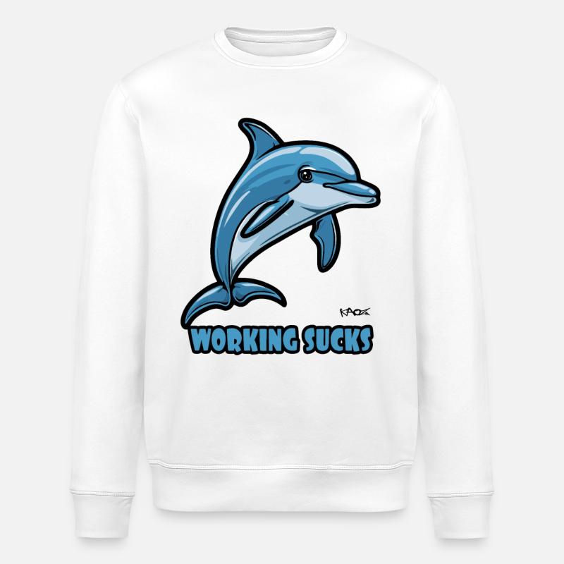 Le travail agace les dauphins - Sweat bio ROLLER Stanley/Stella Unisexe - blanc