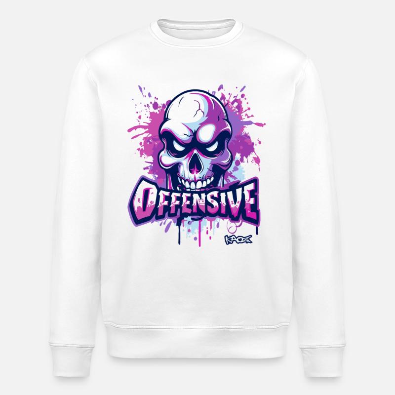 Beleidigender Totenkopf - Stanley/Stella Unisex Bio-Sweatshirt ROLLER - Weiß
