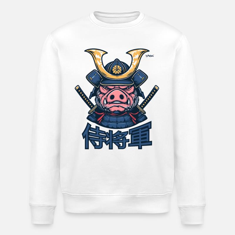 Shogun Samurai Pig - Stanley/Stella ROLLER Unisex Organic Sweatshirt - white