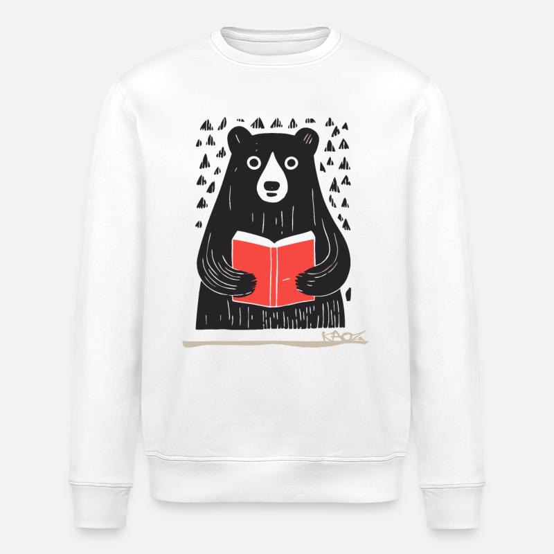 Ein lesender Bär - Stanley/Stella Unisex Bio-Sweatshirt ROLLER - Weiß