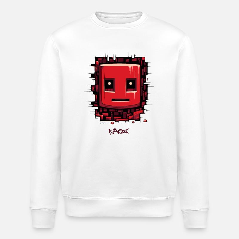 Surface fissurée : Visage de robot - Sweat bio ROLLER Stanley/Stella Unisexe - blanc