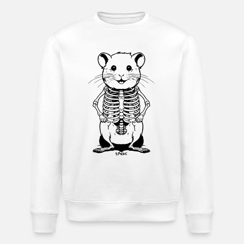 Cute Skeleton Hamster - Stanley/Stella ROLLER Unisex Organic Sweatshirt - white