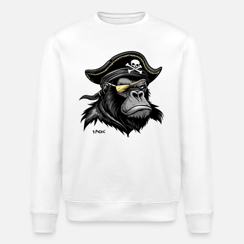 Gorilla Pirat - Stanley/Stella Unisex Bio-Sweatshirt ROLLER - Weiß