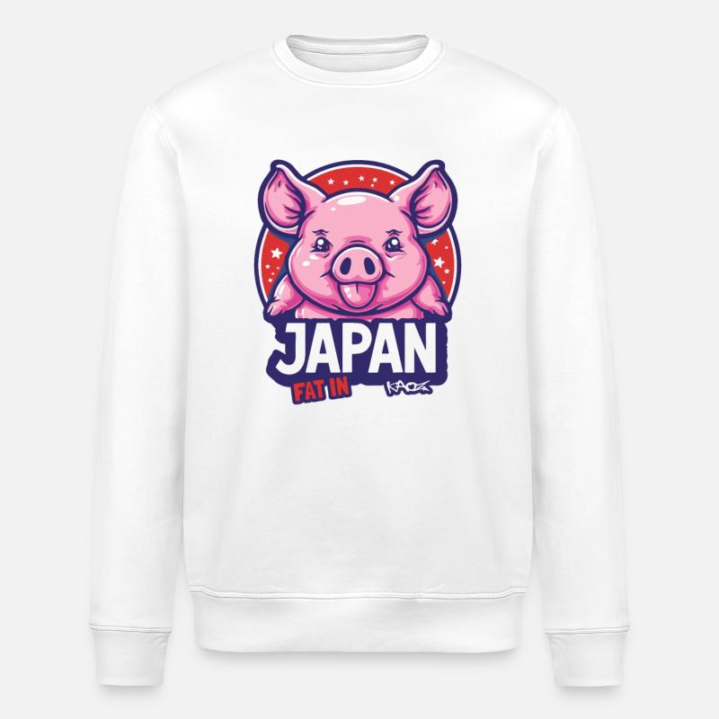 Graisse au Japon : cochon potelé - Sweat bio ROLLER Stanley/Stella Unisexe - blanc