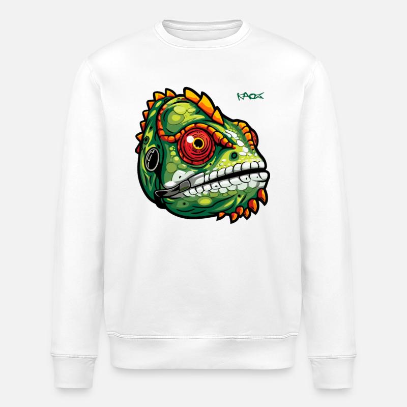 Chamäleon Echse - Stanley/Stella Unisex Bio-Sweatshirt ROLLER - Weiß