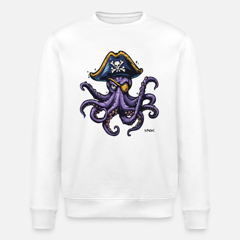 Le pirate Kraken - Sweat bio ROLLER Stanley/Stella Unisexe - blanc