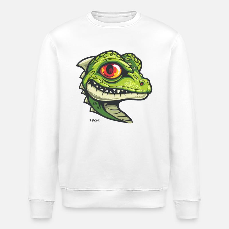 Kleine Drachen Echse - Stanley/Stella Unisex Bio-Sweatshirt ROLLER - Weiß