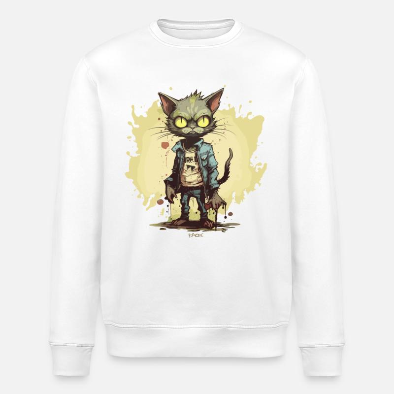 Mode stylée : chat zombie - Sweat bio ROLLER Stanley/Stella Unisexe - blanc