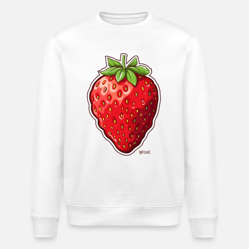 Große, dicke saftige Erdbeere - Stanley/Stella Unisex Bio-Sweatshirt ROLLER - Weiß