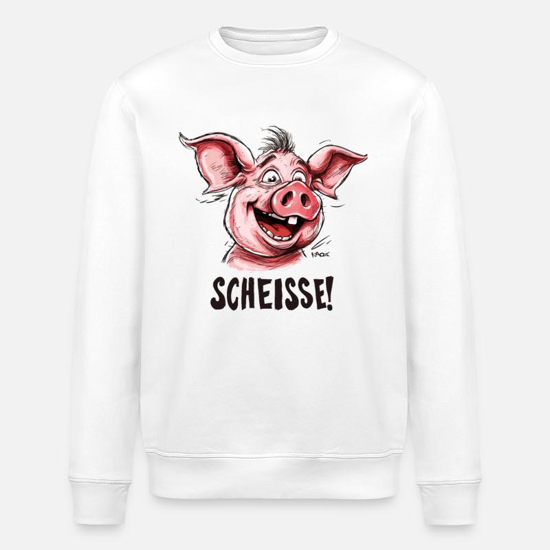 Merde, un petit cochon - Sweat bio ROLLER Stanley/Stella Unisexe - blanc