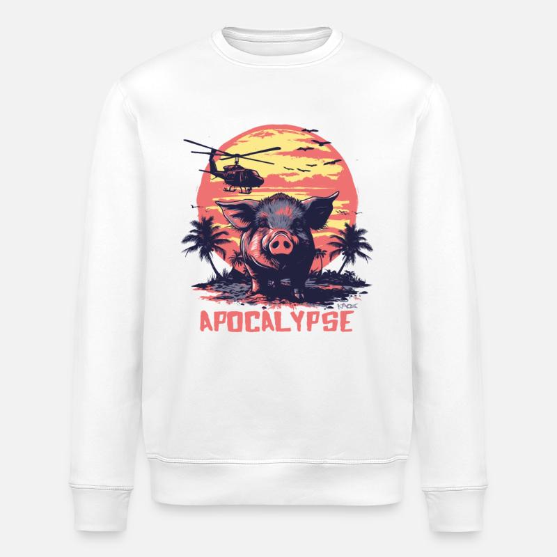 Apocalypse Pig - Stanley/Stella ROLLER Unisex Organic Sweatshirt - white