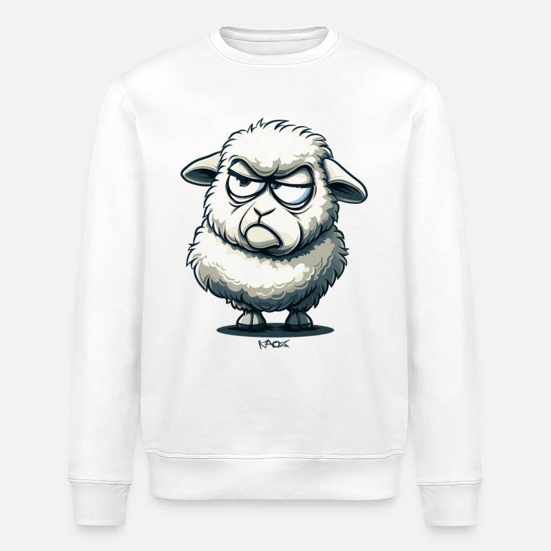 Ein genervtes Cartoon-Schaf - Stanley/Stella Unisex Bio-Sweatshirt ROLLER - Weiß