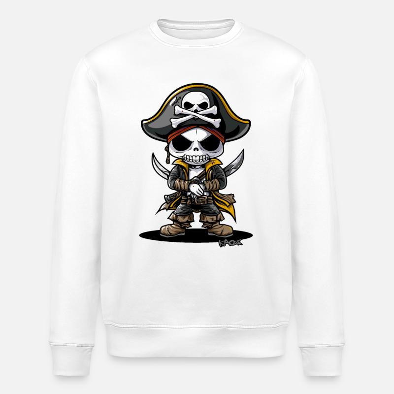 Drôle Chibi Cartoon Squelette Pirate - Sweat bio ROLLER Stanley/Stella Unisexe - blanc